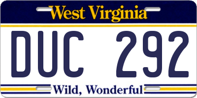 WV license plate DUC292