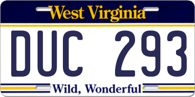 WV license plate DUC293