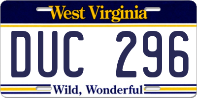 WV license plate DUC296