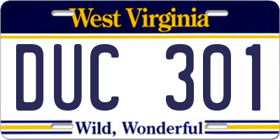 WV license plate DUC301