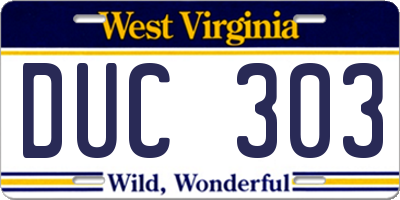 WV license plate DUC303