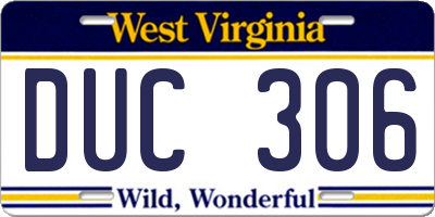 WV license plate DUC306