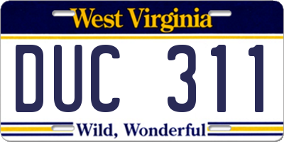WV license plate DUC311
