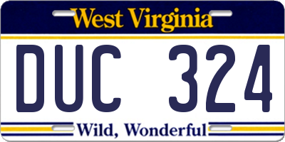WV license plate DUC324