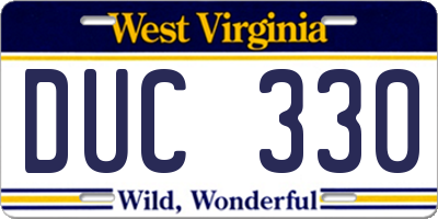 WV license plate DUC330