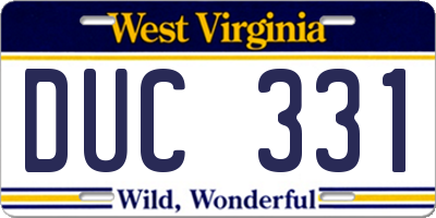 WV license plate DUC331