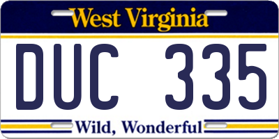 WV license plate DUC335