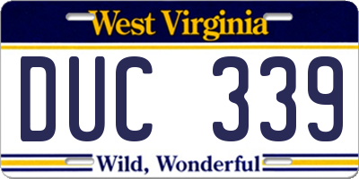 WV license plate DUC339