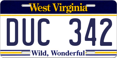 WV license plate DUC342
