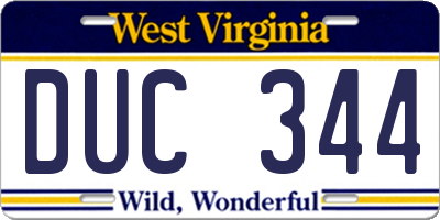 WV license plate DUC344