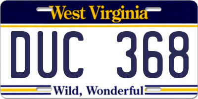 WV license plate DUC368