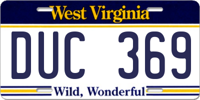 WV license plate DUC369