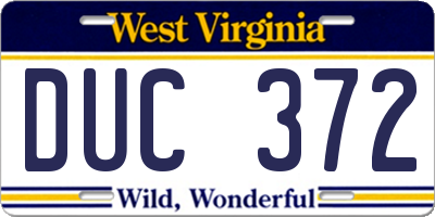 WV license plate DUC372