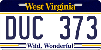 WV license plate DUC373