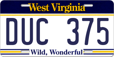 WV license plate DUC375