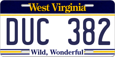 WV license plate DUC382