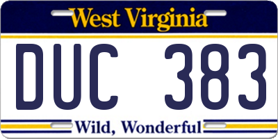 WV license plate DUC383