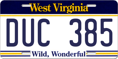 WV license plate DUC385