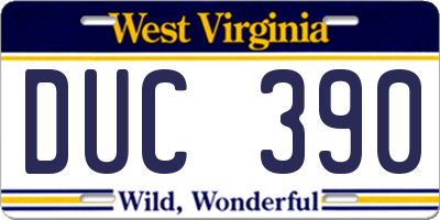 WV license plate DUC390