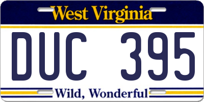WV license plate DUC395