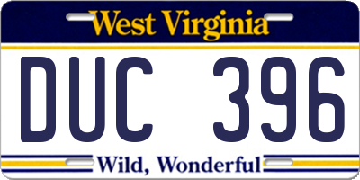 WV license plate DUC396