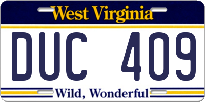 WV license plate DUC409