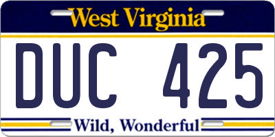 WV license plate DUC425