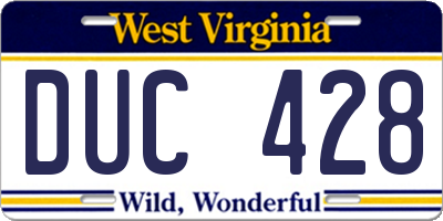 WV license plate DUC428