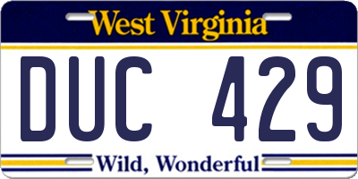 WV license plate DUC429