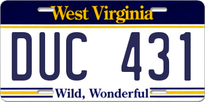 WV license plate DUC431