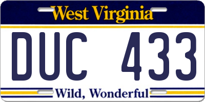 WV license plate DUC433