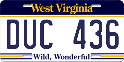 WV license plate DUC436