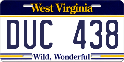 WV license plate DUC438