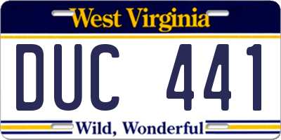 WV license plate DUC441