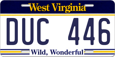 WV license plate DUC446
