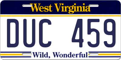 WV license plate DUC459