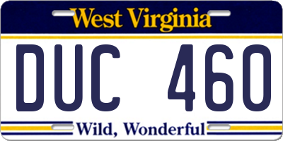 WV license plate DUC460