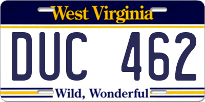 WV license plate DUC462