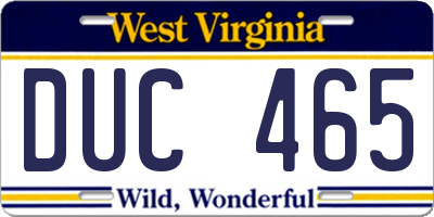 WV license plate DUC465