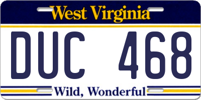 WV license plate DUC468