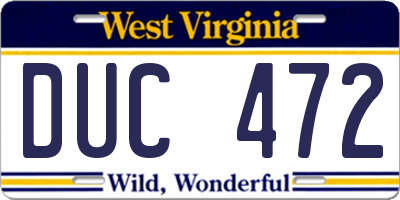 WV license plate DUC472