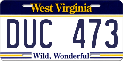 WV license plate DUC473