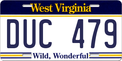 WV license plate DUC479