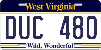 WV license plate DUC480