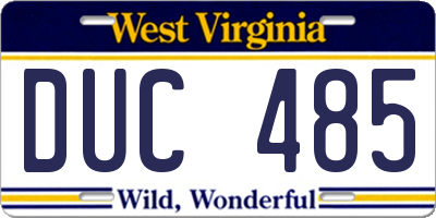 WV license plate DUC485