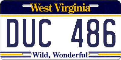WV license plate DUC486