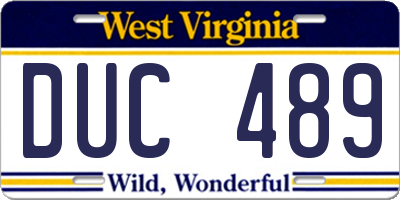 WV license plate DUC489