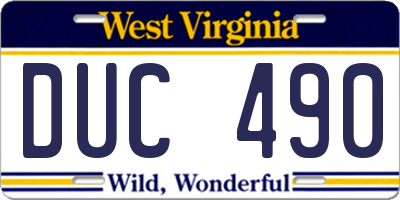 WV license plate DUC490