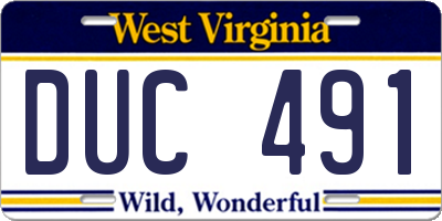 WV license plate DUC491