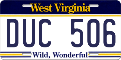 WV license plate DUC506